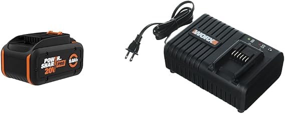 WORX 20V Power Share PRO 8.0AH Battery & 20V Powershare 25 min Quick Battery Charger Bundle