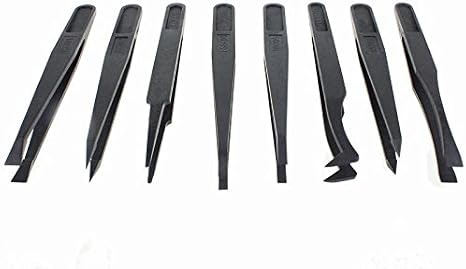 Sphinx Set of 8 Pcs Plastic Tweezer 4.25" 112mm Anti-static Acid-proof Jewelry Tweezers