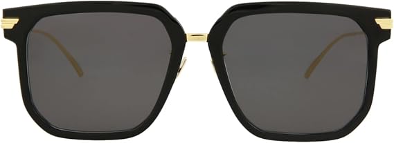 Bottega Veneta Square/Rectangle Sunglasses Black Gold Grey Luxury Eyewear Made In Italy Acetate Frame Designer Fashion for Everyday Luxury