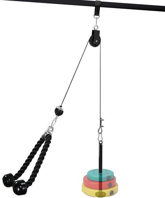 LAT Pulldown and Lift Weight Pulley System Cable Machine Attachments for Triceps Pull Down, Biceps Curl, Back, Forearm, Shoulder Home Gym Equipment