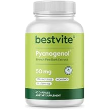 BESTVITE Pycnogenol 50mg (60 Capsules) - French Maritime Pine Bark Extract - No Stearates - Gluten Free - Non GMO