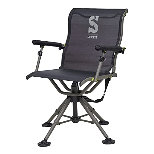 Summit Treestands Shooting Chair | Ideal Hunting Chair for Blinds | Wide Feet for Uneven Ground or Mud, Black SU88023
