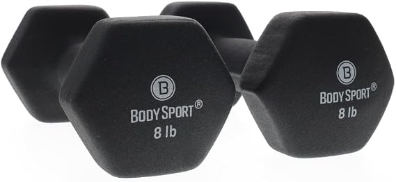 Body Sport Neoprene Dumbbell Weight - Latex-Free, Strength Training Equipment for Home Fitness & Gym Workouts