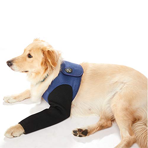 Coodeo Dog Recovery Suit, Cone Collar Alternative, Abrasion Resistant Dog Recovery Sleeve, Washable 2.5mm Thick and Waterproof, Pet Wounds Prevent Licking, Bite, Keep DryBlue,L