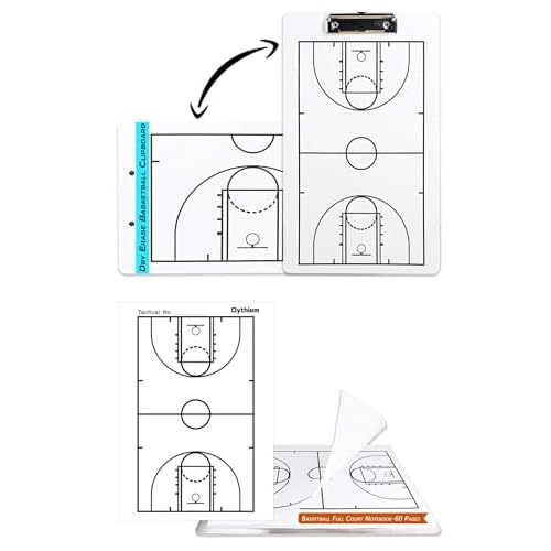 Basketball Dry Erase Clipboard, Double-Sided Basketball Whiteboard for Coaches Making Tactical Strategy | Tear-off Basketball Full Court Notebook-60 Pages for Coach Recording Tactical Strategy