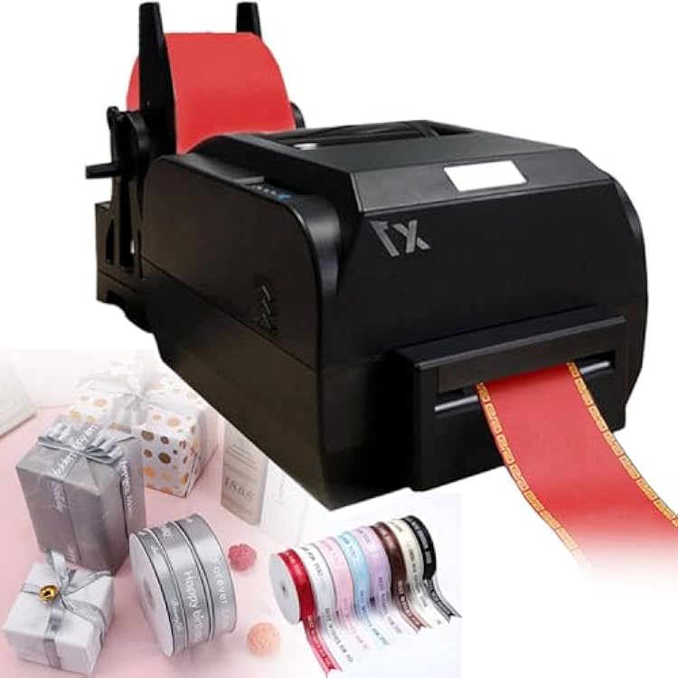 Satin Ribbon Printer Machine, Multiple Row Digital Ribbon Printer, Stamping Printing Machine for Packaging, Width 25-108mm20-50mm12-20mm, 200DPI, 150mms, Supports 50 Languages,SingleRow