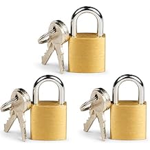 ATB 3 Pc Small Metal Padlock Solid Brass with Key for Luggage, Backpack, Diary, Jewelry Box Lock
