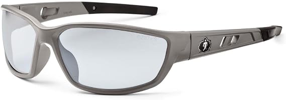 Ergodyne - 53180 Skullerz Kvasir Safety Glasses - Matte Gray Frame, In/Outdoor Lens