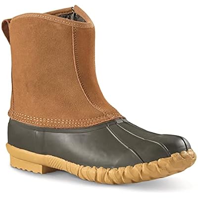 Guide Gear Mens Side Zip Insulated Leather Duck Boots, Winter Boots for Men, Waterproof Rain Shoes, 400 Gram