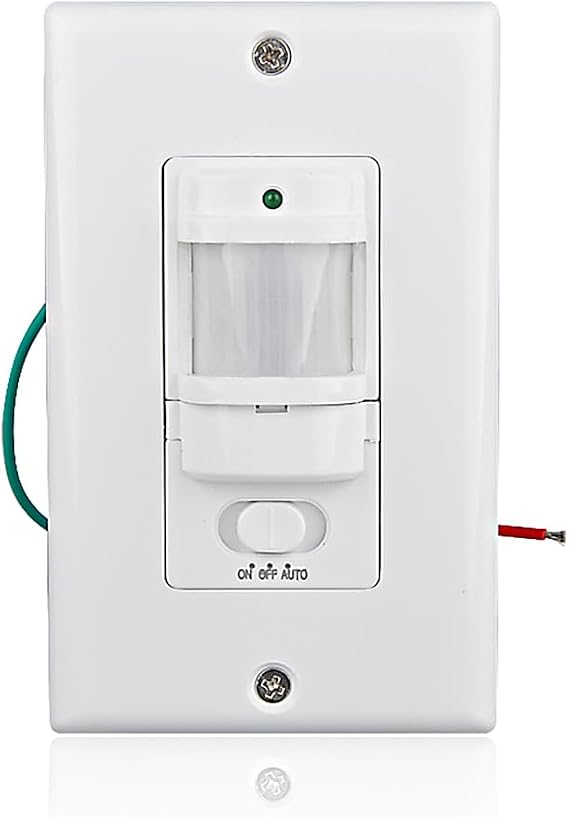 Sensky BS033C 110v Motion Sensor Light Switch, 180 Degree View Occupancy Sensor Switch, Wall Sensor Switch Light Sensor,Single Pole (Neutral Wire Required), White