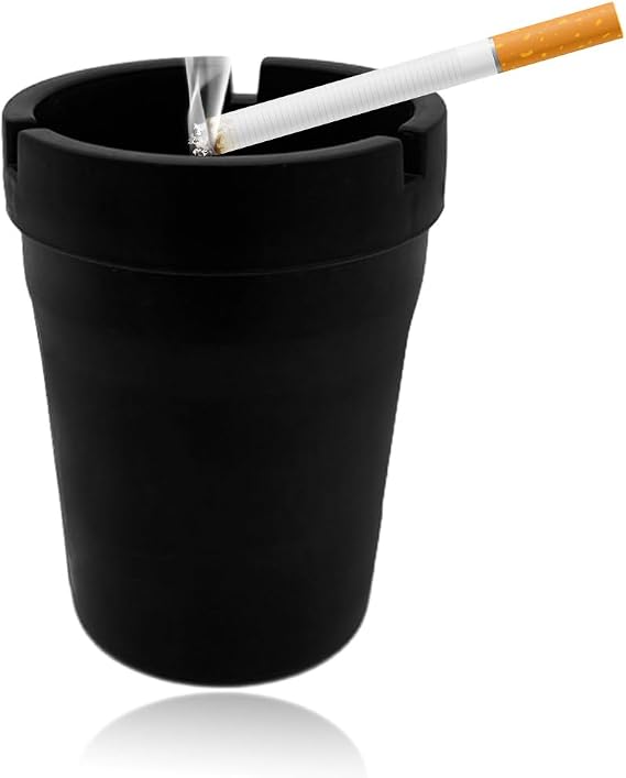 Car Ashtray, Windproof Self-Extinguishing Cup Automotive Ash Holder, Portable Smokeless Auto Ashtray for Most Vehicle Cup Holders, Universal Interior Car Accessories (Black)