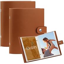 2 Pack Small Photo Album 4x6 Pictures-52 Pocket Mini 4x6 Photo Book Leather Cover Album, Suitable for Family Wedding Boys Girls and Babies Storage, Brown