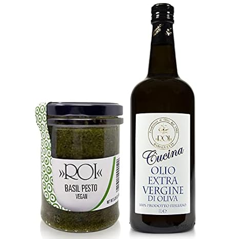 ROI Pesto Sauce - Vegan Pesto - Fresh Ligurian Basil Pesto and ROI Ligurian Italian Extra Virgin Olive Oil First Cold Pressed - Cucina Olive Oil