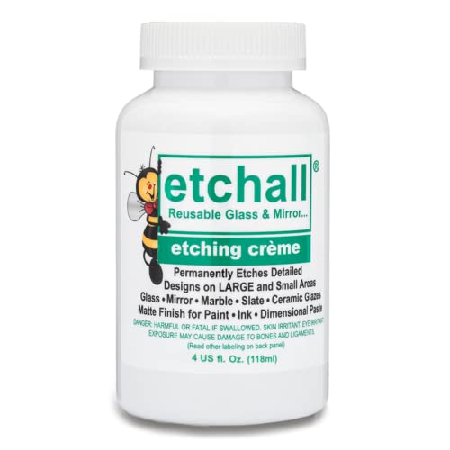 Etching Cream 4oz for Glass, Mirrors, Ceramics, Porcelain, Marble, and Slate - for Makers, Creators, Crafters, DIYers of All Ages & Experience Levels, Smooth Formula and Fast Acting
