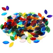 100g Petal Mosaic Tiles, High Transparency Stained Glass Mosaic Tiles, DIY Handmade Lampshade Artwork and Stained Glass Projects, Approx. 360 Pieces,Mixed Colors