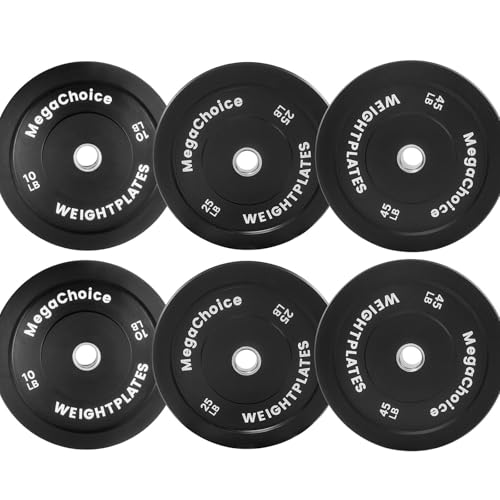 2-Inch Bumper Plates Set 100Lbs 160Lbs - High-Bounce Rubber Weight Plates, Barbell Weights for Home Gym & Commercial Use 10Lbs-45Lbs Options