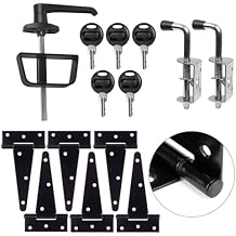 5-Key Double Door Shed Hardware Kit - Complete with Hinges, Latches, and L-Handle Lock - Includes Window and Door/Window Hinge Set, for Gates, playrooms