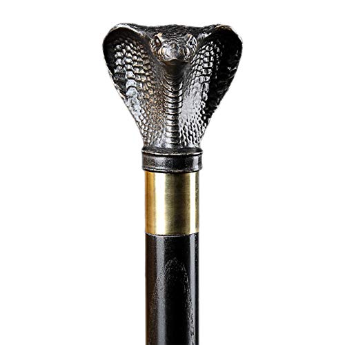 Cobra Walking Stick - Black Snake Wooden Cane for Gift - Hand Carved Hiking Wood Baston - Handmade Unisex