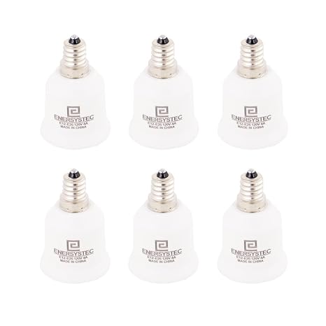 E12 to E26 Adapter Candelabra to Medium E26 Bulb Base Adapter, Chandelier Light Socket to Standard Converter, E12-E26 Regular A19 LED Light Bulb Base, 6 Pack