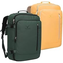 Hynes Eagle Carry on Backpack 38L Large Travel Backpack for Women Flight Approved Weekender Bag Laptop Backpack Men 15 inches Oliver Green with Yellow
