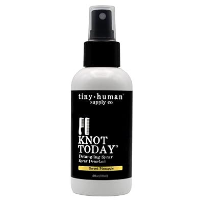 Knot Today Detangling Spray 4oz 1 Pack, Sweet Pineapple, Baby & Child Hair Conditioner, 89% Organic Content, Smoothing and Conditioning Treatment for the whole family 1 pack