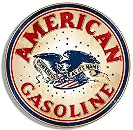 Magnet Vintage Round American Gasoline Logo Magnet(Motor Oil car Gas Decal) 4 x 4 inch