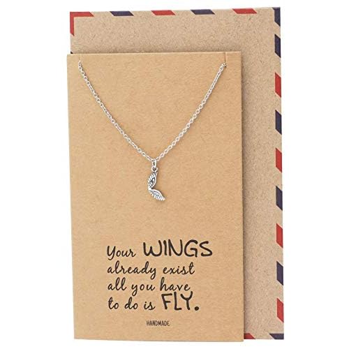 quan jewelry Guardian Angel Jewelry Necklace, Gifts for Her, Necklaces for Woman, Angel Wing Charm Pendant, Graduation Gift, New Beginnings and Freedom Inspired Charm