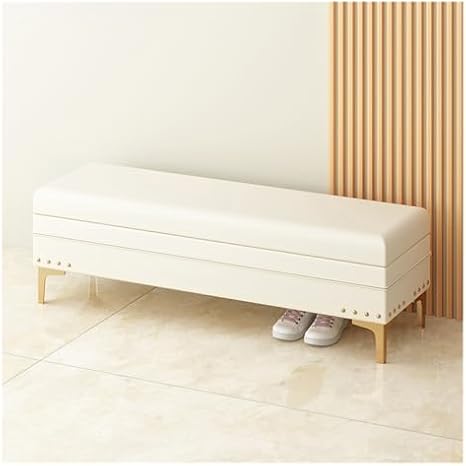 Upholstered Storage Bench with Nailhead Trim, Decorative Fur Ottoman for Living Room & Bedroom, Functional Storage Solution, End of Bed Furniture
