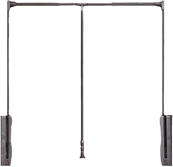 Pull Down Closet Rod Adjustable Hydraulic Drop Wardrobe Hanging Rail | Easily access high clothing storage with a smooth drop-down hydraulic rod, expandable width, and non-slip easy grip