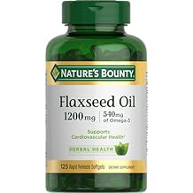 Nature's Bounty Flaxseed and Omega 3, Dietary Supplement, Supports Cardiovascular Health, 1200mg, Softgels, 125 ct