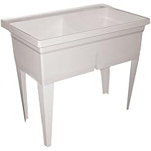 FLTD11 Molded-Stone Double-Bowl Laundry Tub, White