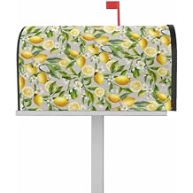 Lemon Yellow Mailbox Covers Magnetic, Country Watercolor Floral Leaf Green White Mailbox Cover Wraps Post Letter Box Cover Garden Yard Farmhouse Home Decor for Outdoor 21.7x18.5 Inches