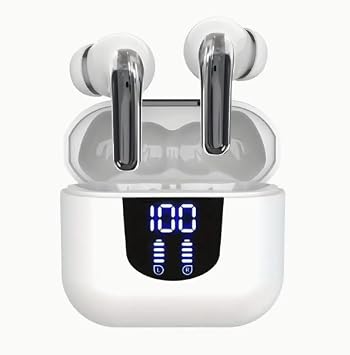Wireless Earbuds, Bluetooth 5.3 Headphones In Ear with 4 ENC Noise Cancelling Mic, 40H Playtime Bluetooth Earphones, Mini Deep Bass Stereo Ear Buds, IP7 Waterproof white