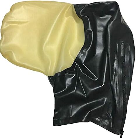 Latex Hood with Sealed Breathing Bag for Experience Suffocation Rubber Mask
