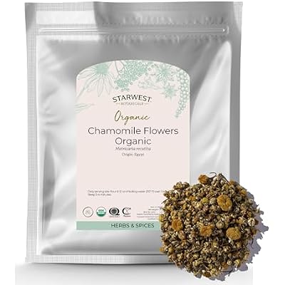Starwest Botanicals Organic Chamomile Flowers Whole - Dried Loose Leaf Herb for Tea, Herbal Lotions, Baking, Sourced from Egypt, Certified Kosher, Non-GMO - Bulk 1 lb Bag