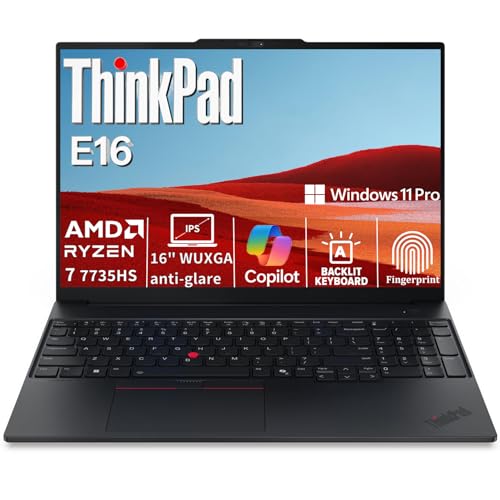 Lenovo ThinkPad E16 Gen 2 16 FHD Business Laptop Computer, AMD Ryzen 7 7735HS 8-Core, 16GB DDR5 RAM, 512GB PCIe SSD, WiFi 6E, Backlit KB, Fingerprint, Win 11 Pro, USB-C Hub, Office 365, Charcoal