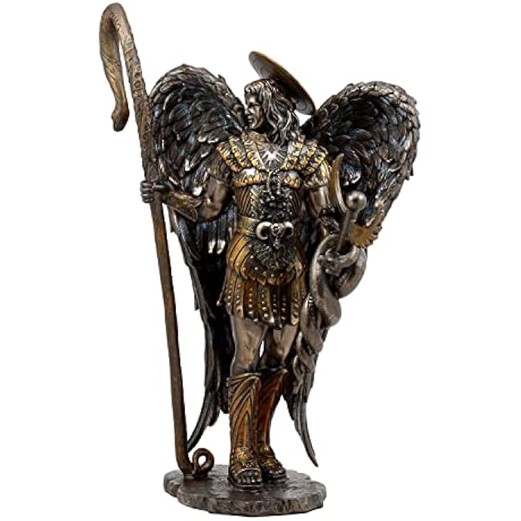 Ebros Large Saint Raphael The Archangel Holding Healing Staff Statue 13 H Catholic Christian Orthodox Angelic Saints Decorative Figurine Cherubs Cherubim Rafael