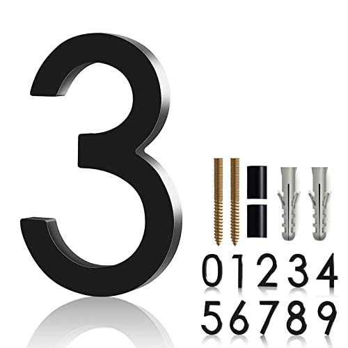 Floating Shadow House Number for Outside - Large 5 Inch Modern House Address Numbers with Nail Kit Black Acrylic Outdoor Address Sign for Home Garden Door Mailbox Decor, 911 Visibility Signage 3