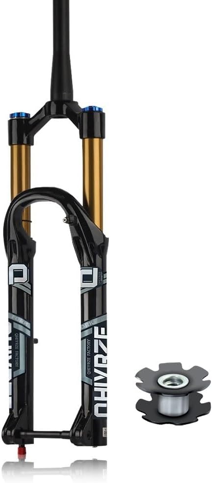 2627.529Mountain Bike Air Suspension Fork 160mm Travel 1-1/2Tapered Tube Bicycle Front Forks Thru Axle 15 * 110mm Boost Manual Lockout Rebound Adjustment for AM XC MTB