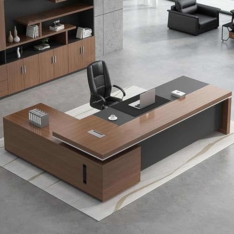 Luxury Office Desk, Rectangular L Shaped Desk, Table Top Computer Desk Office Executive Desk Stand Up Desk Business Furniture for Home Office