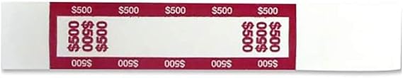 CONTROLTEK $500 Currency Strap, White/Red, 1000/Pack (560019)