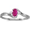 10k White Gold Oval Ruby And Diamond Ring