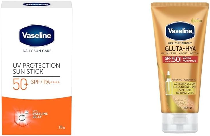 Vaseline Güneş Koruma Seti - SPF 50 Stick 15g ve Gluta-Hya Serum Etkili Vücut Losyonu 150ml