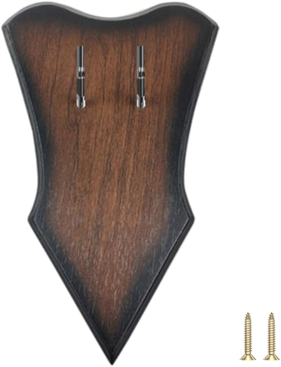 MiOYOOW Sword Wall Mount Display, Wooden Sword Stand Wall-Mount Sword Display Plaque with Hooks & Screws for Home Office