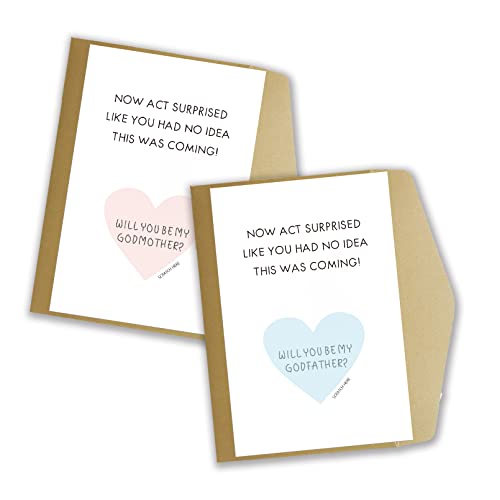 Set of 2 Godparents Proposal Scratch Off Card, 1 Scratch Off Will You Be My Godmother, 1 Will You Be My Godfather