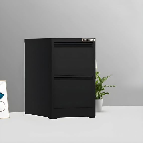 Metal Modern Fireproof Filing Cabinet Locking Combination Lock Filing 2, 3, 4 Drawers Card File A4 Hanging File with Quick Access Drawers Lock Document Storage Cabinet Black 2 Drawers
