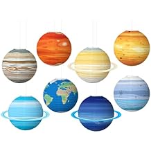 8PCS Space Paper Lanterns,30CM*30CM Planet Lanterns Decoration,Hanging Paper Lanterns, Hanging Galaxy Planets Decor,for Classroom Science Kids Room Astronaut Birthday Space Party Decorations