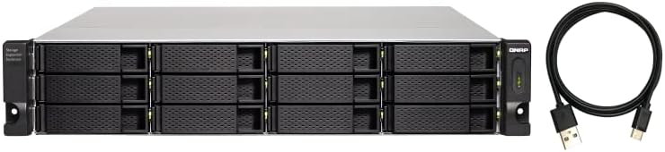 QNAP TL-R1200C-RP 12 Bay Rackmount JBOD Storage Enclosure | USB 3.2 Gen 2 Type-C Connectivity, Redundant PSU