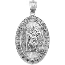 Claddagh Gold St Christopher Medal Patron Saint of Travelers Catholic Protection in Solid Sterling Silver Pendant Necklace and Pendant Only