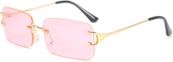 Metal Rectangular Gradient Lens Sunglasses Rimless Sun Glasses for Women Frameless